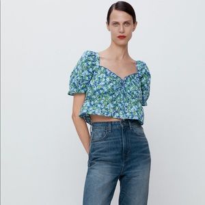 Zara Printed Cropped Blouse - NWT
